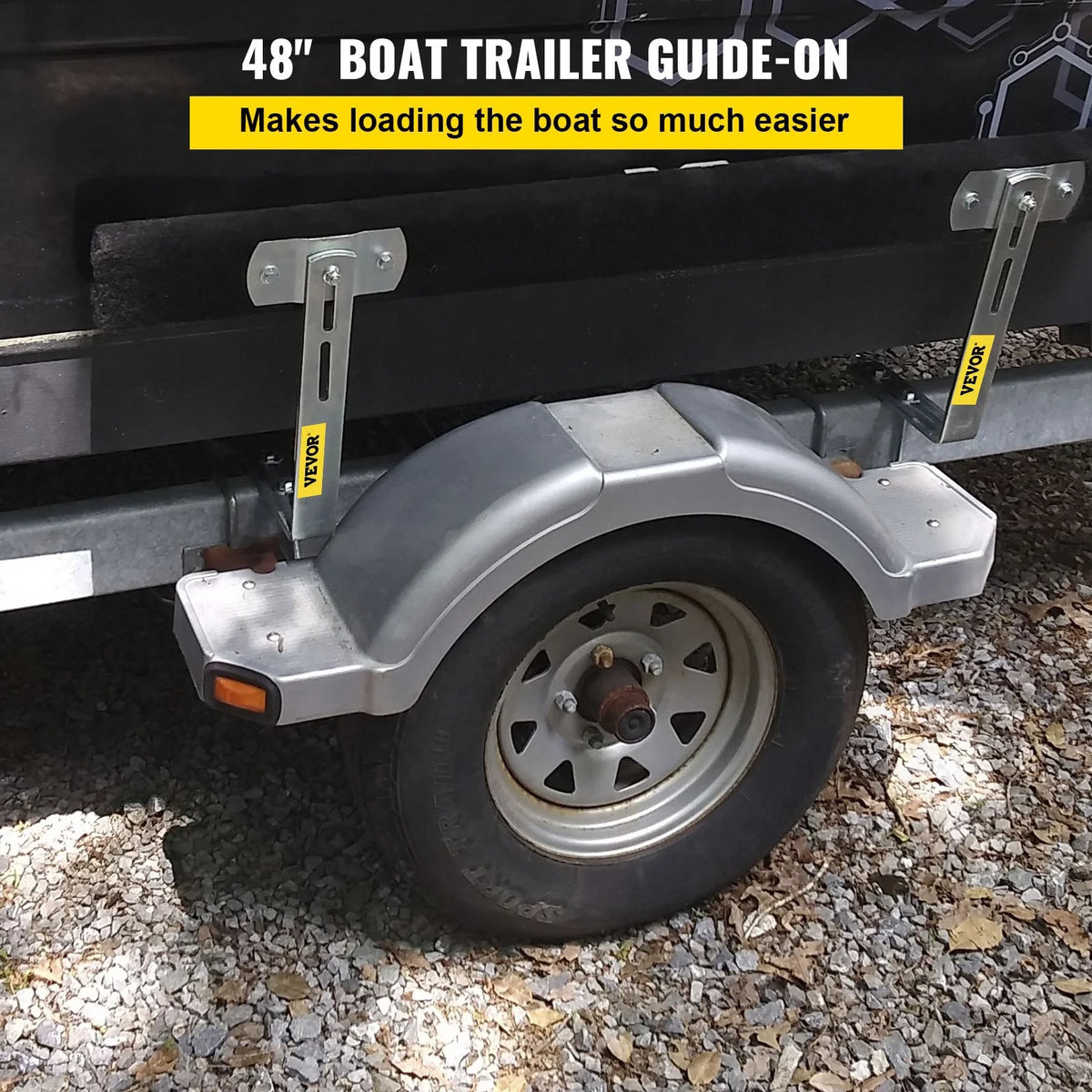 48" Boat Trailer Guide-Ons, 2-Pack, Rustproof Steel with Carpet-Padded Boards F908