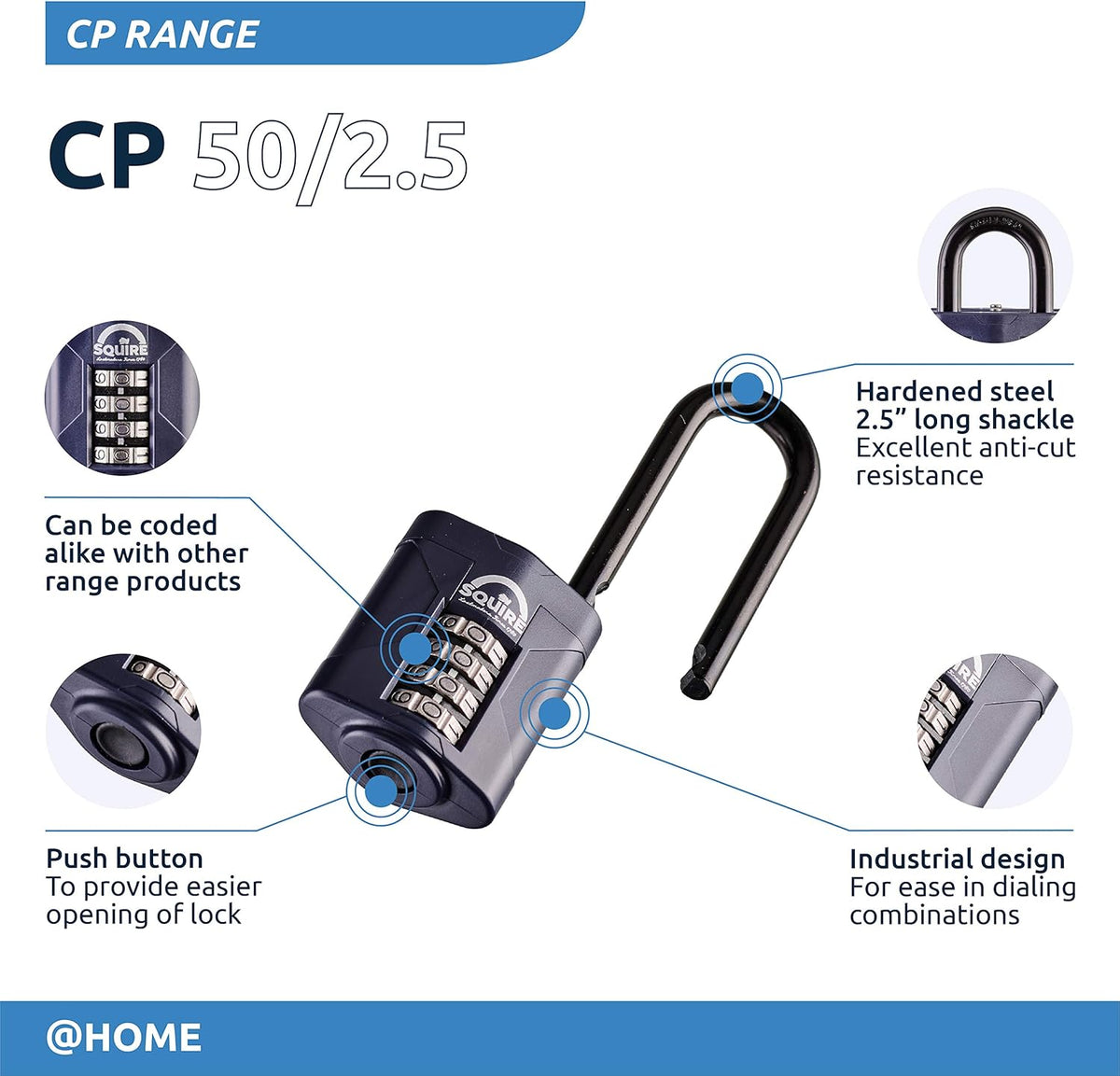 Blue 60 mm Alloy Steel 5 Wheel Combination Padlock, Pack of 2 O9692
