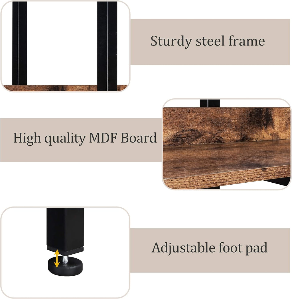 5 Tier Open Bookshelf with Metal Frame R28619