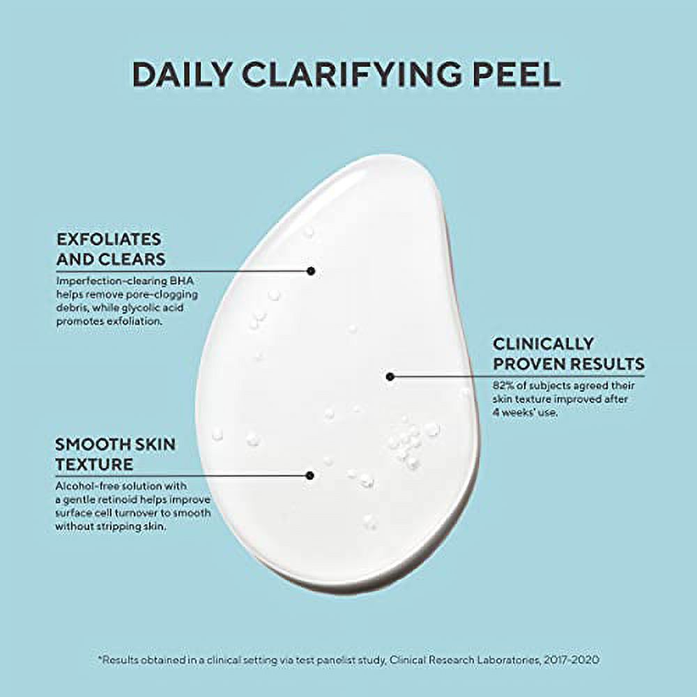 Daily Clarifying Peel Exfoliating Peel Solution Resurfacing Retinoid AHA BHA Liquid Skin-Smoothing Retinoid Salicylic Acid Glycolic Acid Peel for Face 3.2 Fl Oz I328049