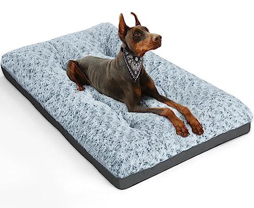 Grey Washable Plush Dog Bed, 35"x23" F4266