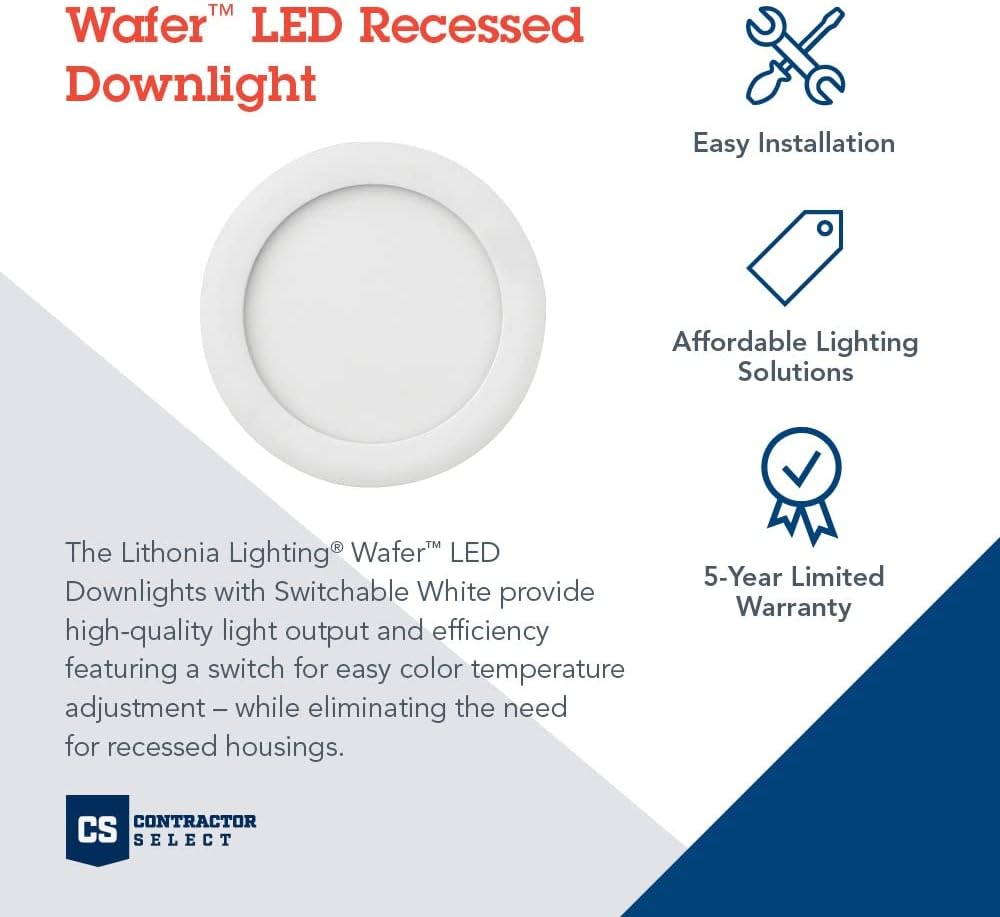 3-Inch Dimmable LED Recessed Ceiling Downlight, 3000K, White & 6-Inch 90CRI LED Color Temperature Selectable Ultra Thin Recessed Downlight Q13329