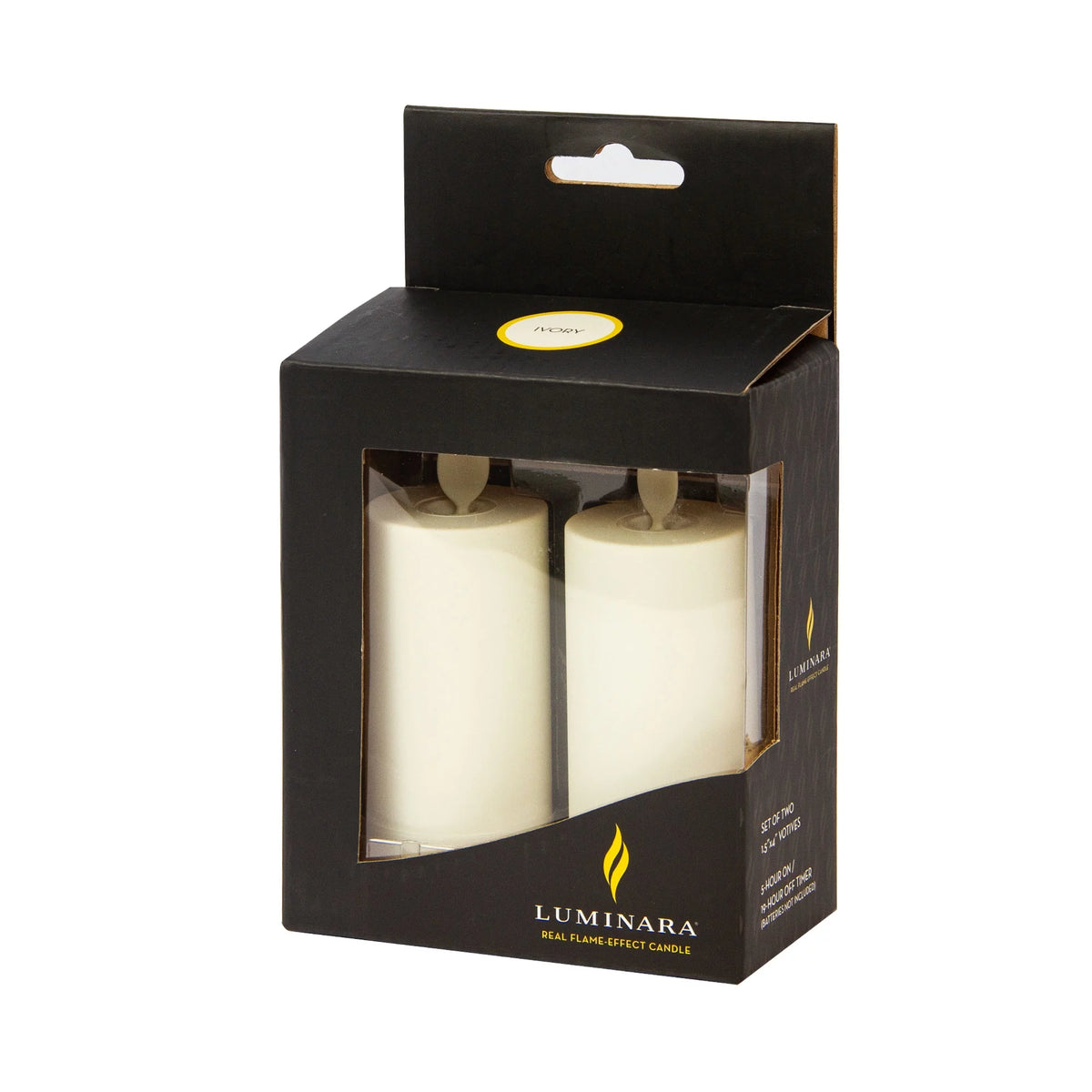 Realistic Artificial Moving Flame Votive Candle - Set of 2 - Ivory - 1.5" x 4" F9427