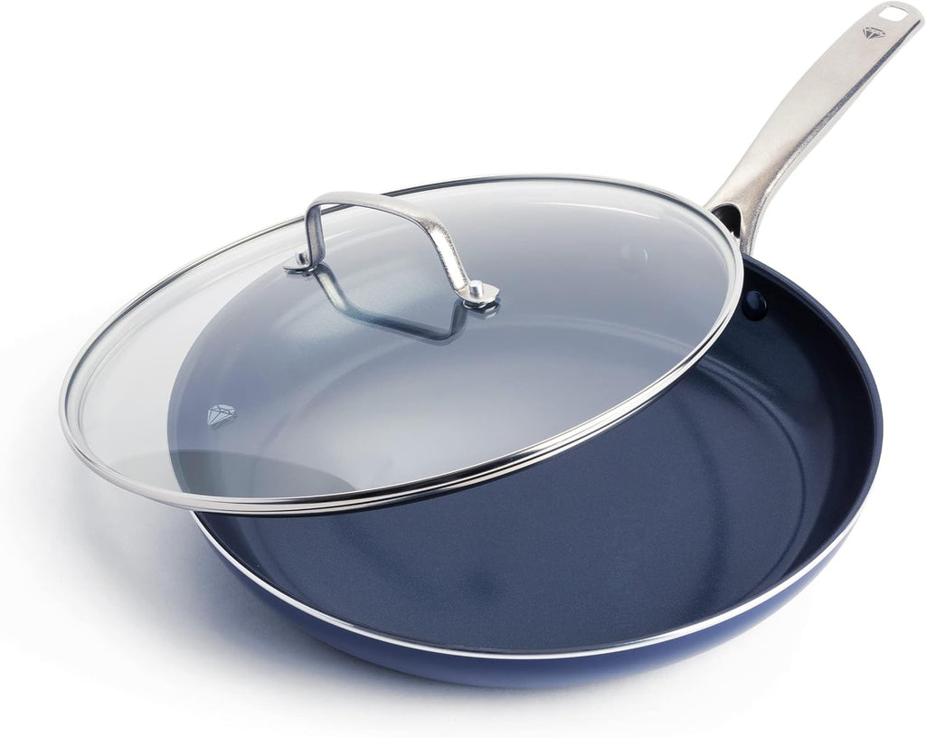 Blue Diamond Diamond Infused Ceramic Nonstick 12" Frying Pan Skillet with Lid P812