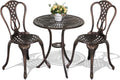 3 Piece Cast Aluminum Patio Bistro Set with Umbrella Hole V678