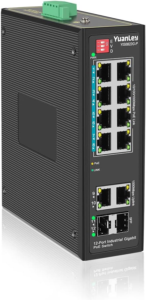 8-Port Industrial Gigabit PoE DIN-Rail Switch, 120W Unmanaged, Pack of 2 T49354