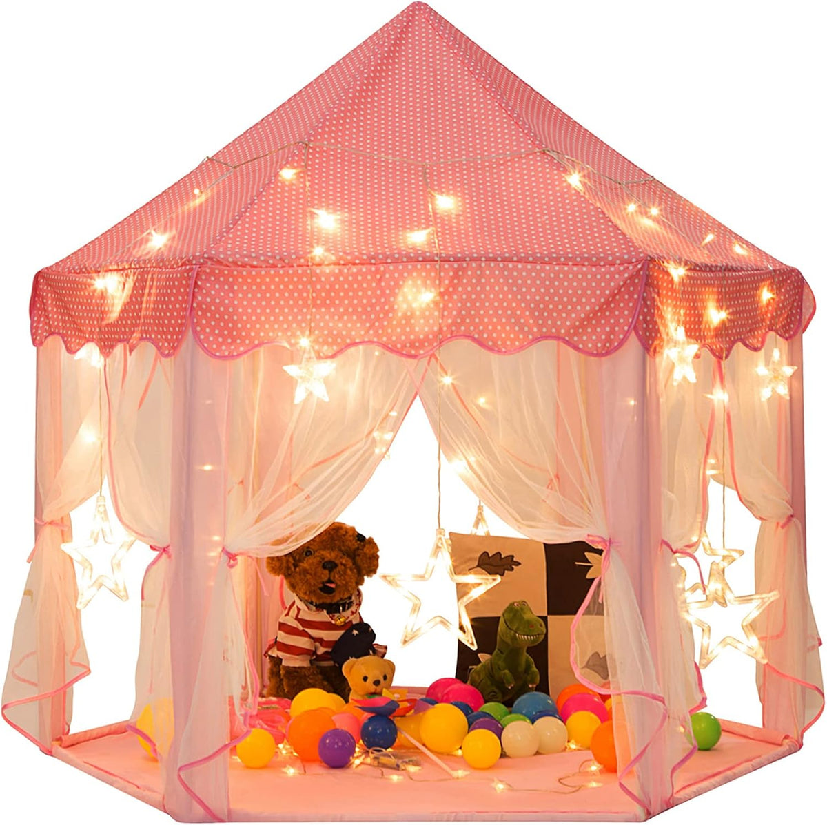 55'' x 53'' Princess Tent with Star Lights Play Tent Z2959