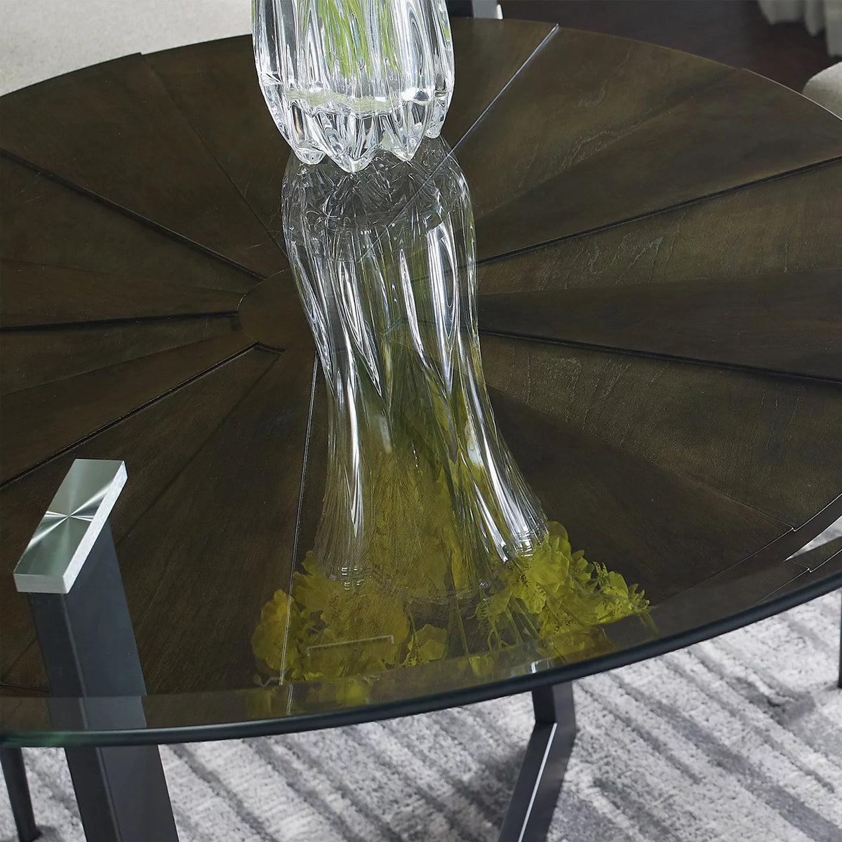 Medium Brown Metal Base Dining Table D350764