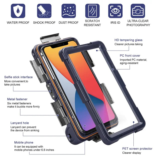 Waterproof Protective Case for Sony Xperia XA2 Plus and all Phones Up to 6.9 Inch with Lanyard D3020