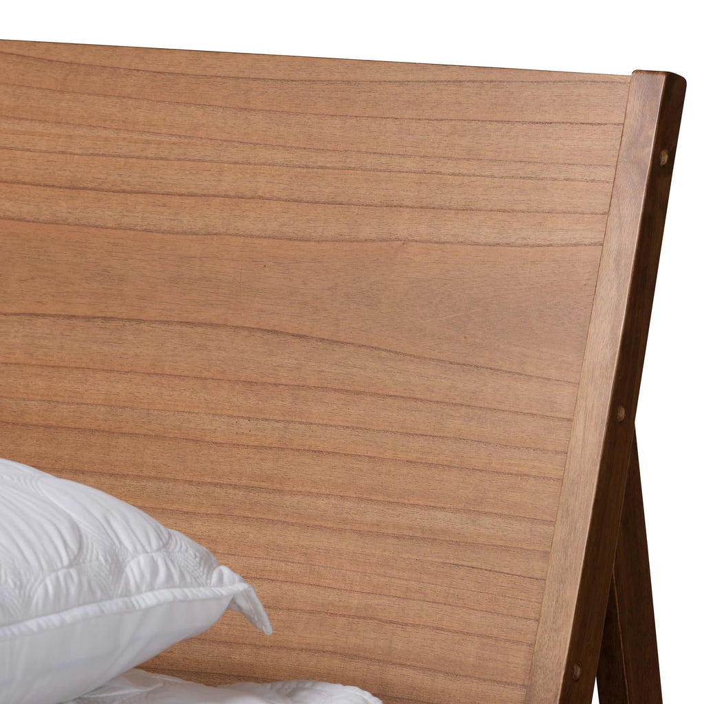 Walnut Brown Wood Queen Size Platform Bed I4359