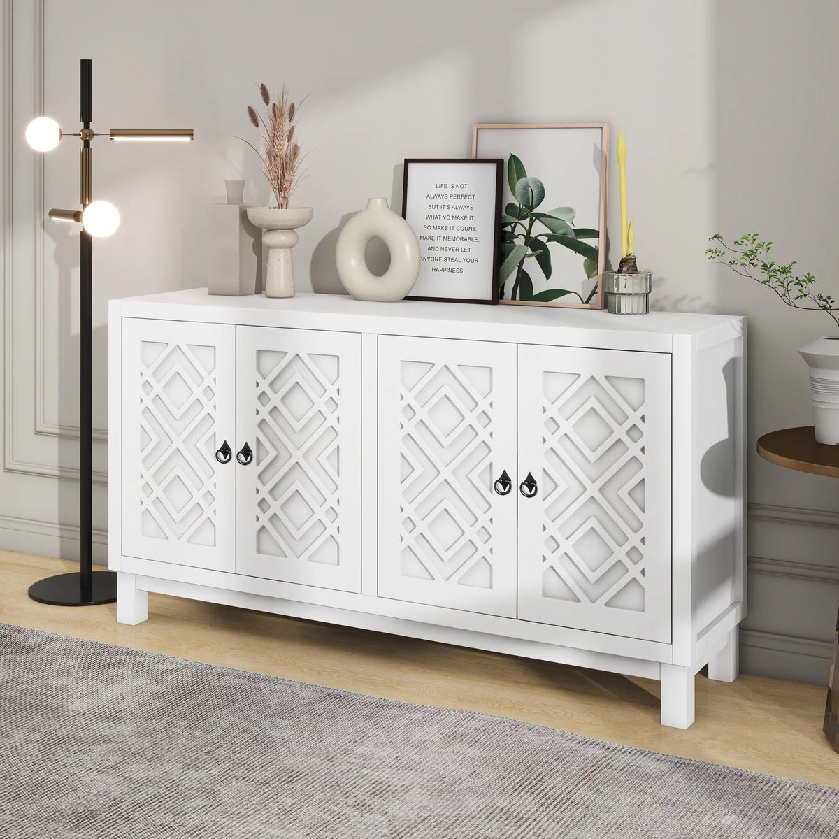 4 Door Black Buffet Cabinet T83057