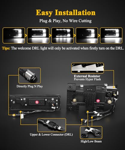 LED Headlights Assembly with DRL Sequential Turn Signal Hi/Low Beam Y269135