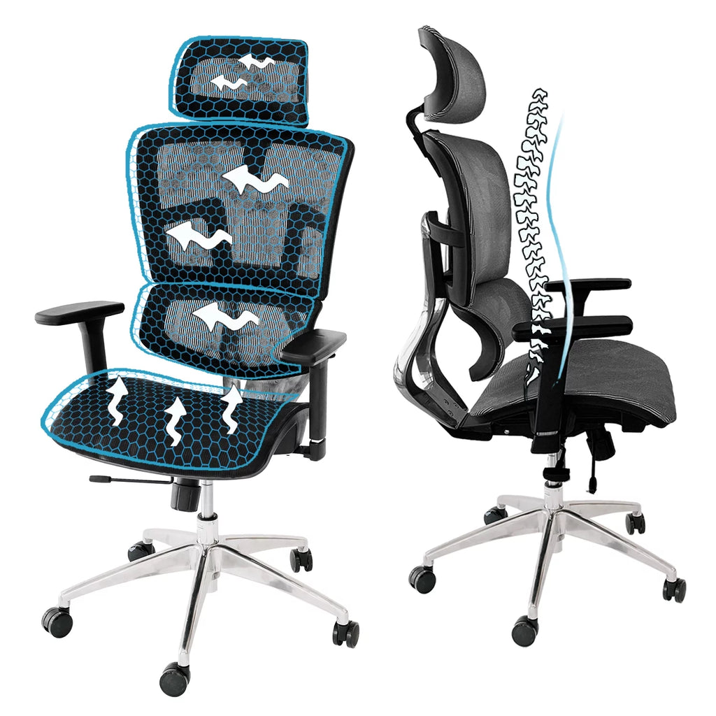 Black Ergonomic Mesh Office Chair with Headrest and Armrests Y18753