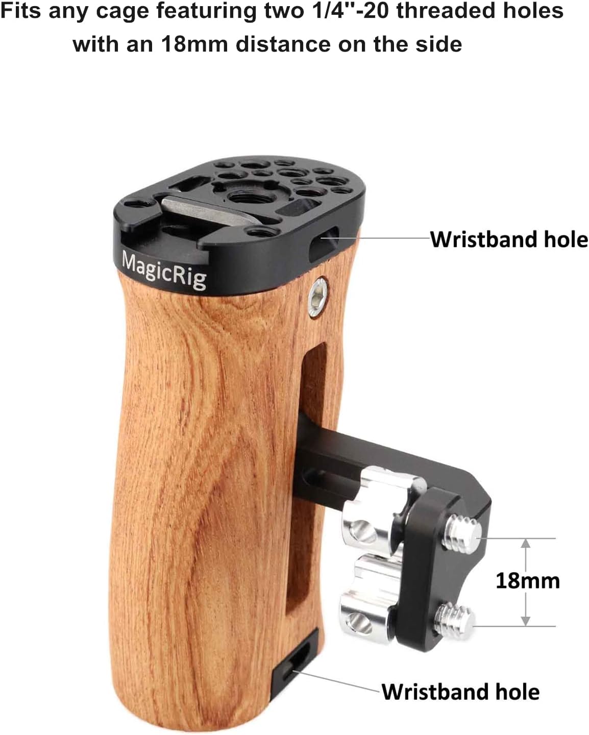 Adjustable Wooden Handle Grip with Cold Shoe Mount H785867