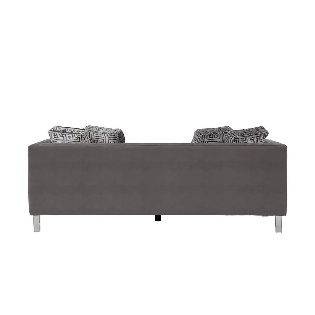 Grey Acrylic Leg Iron Channeled Sofa Y31601