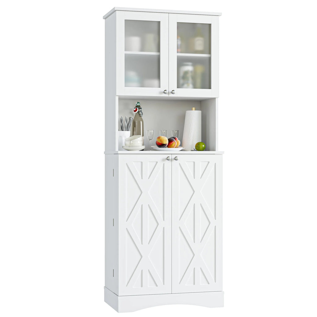 63'' White 4 Door Kitchen Storage Cabinet with Adjustable Shelves S88017