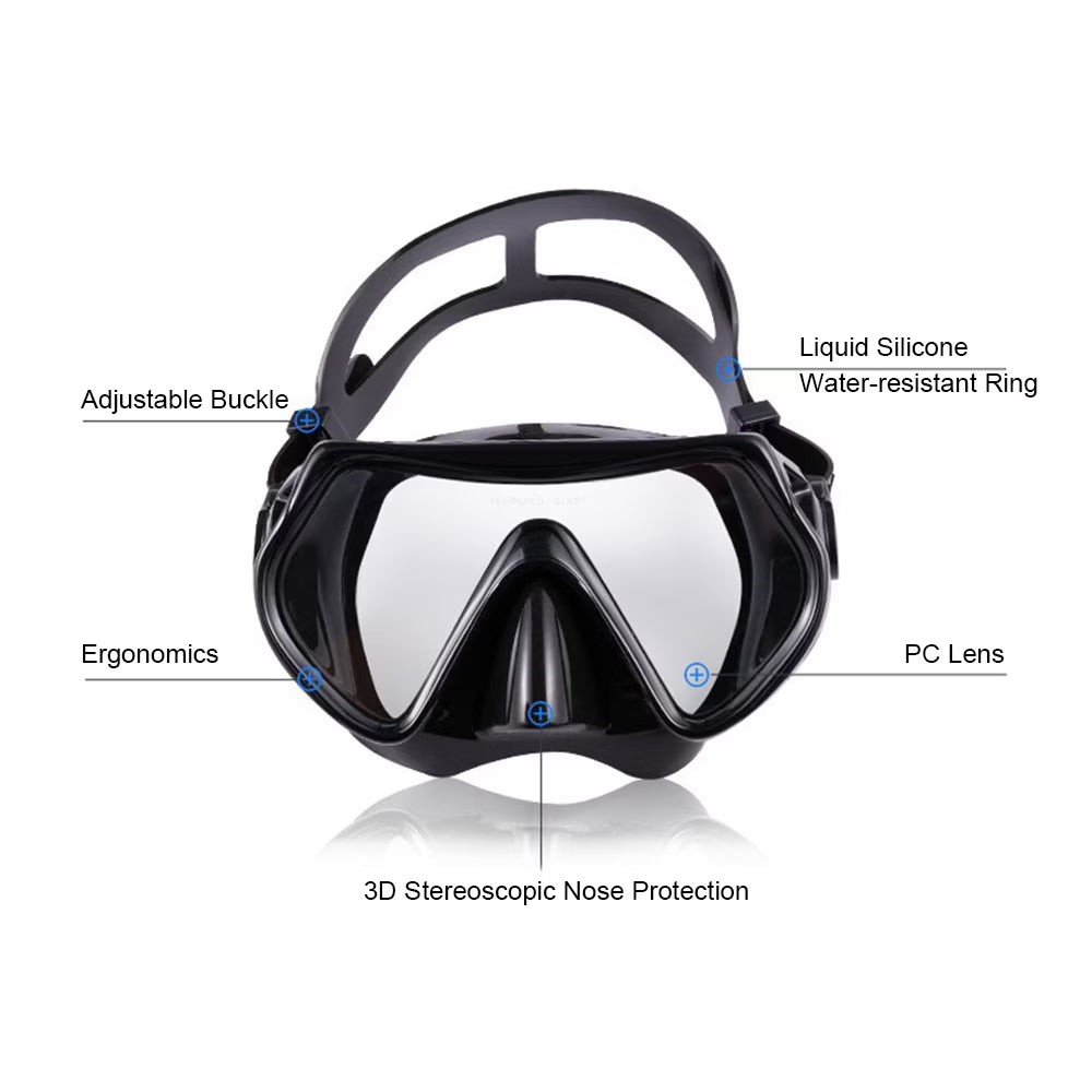 Diving Goggles, Snorkel And Adjustable Fins U691440
