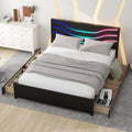 Queen Size Wood Platform Bed Frame with Headboard and 4 Storage Drawers S101