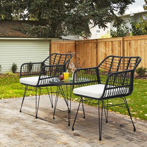 5 Piece Wicker Bistro Patio Conversation Furniture Set F180