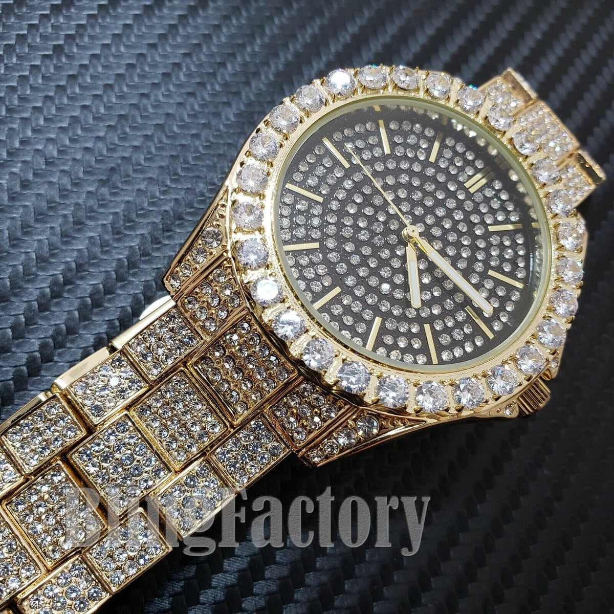 Gold Fashion Watch & Bling Pendant Combo Set S159