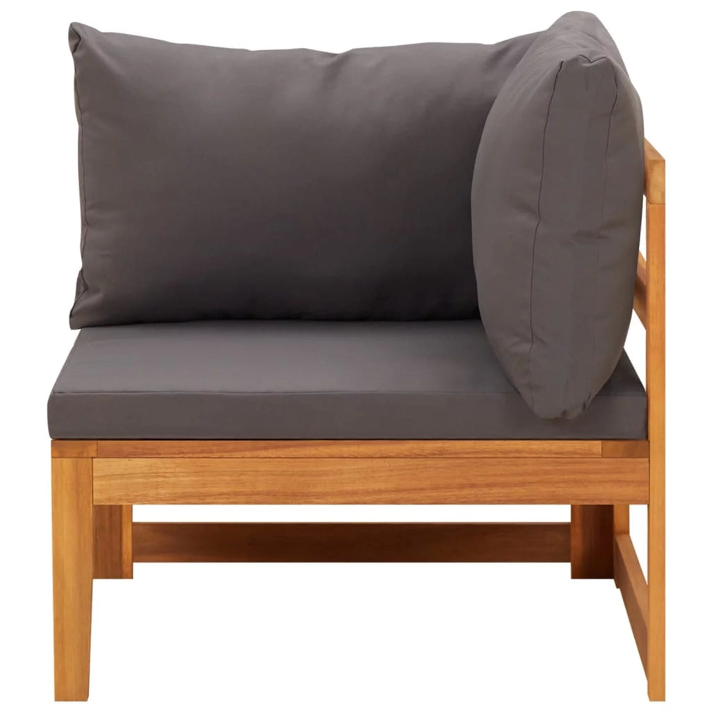 4 Piece Dark Gray Cushioned Acacia Wood Patio Lounge Set L56165