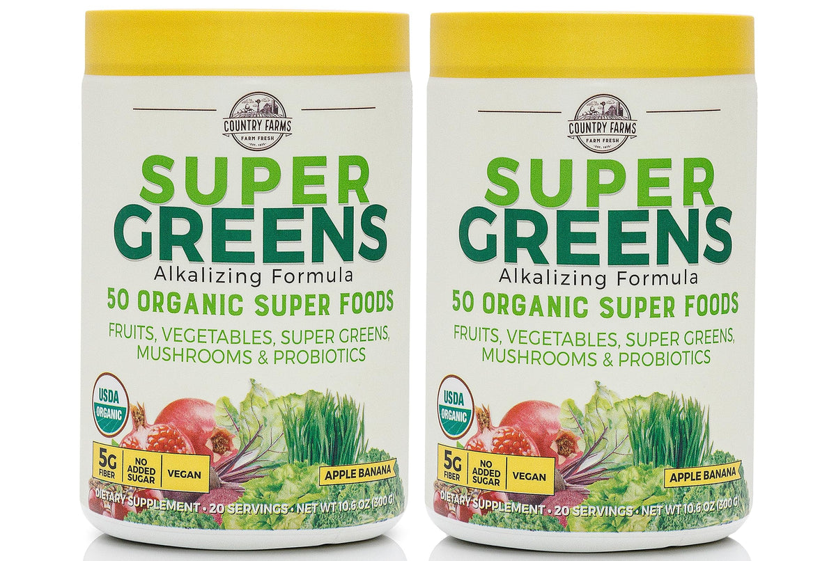 Organic Super Greens Apple Banana Powder Smoothie Drink Mix 2 Pack R6674