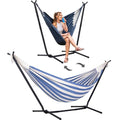2-in-1 Hammock Chair with Stand, 475 lbs Capacity, Blue Stripe A18539