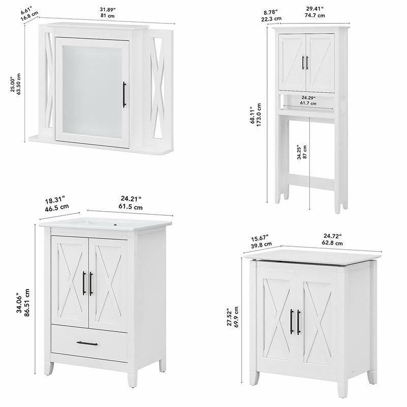 24W Bathroom Vanity Set with Storage in White Ash Engineered Wood S73493