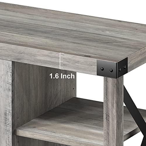 60 Inch TV Stand with Storage and Adjustable Shelves (Grey) R9696