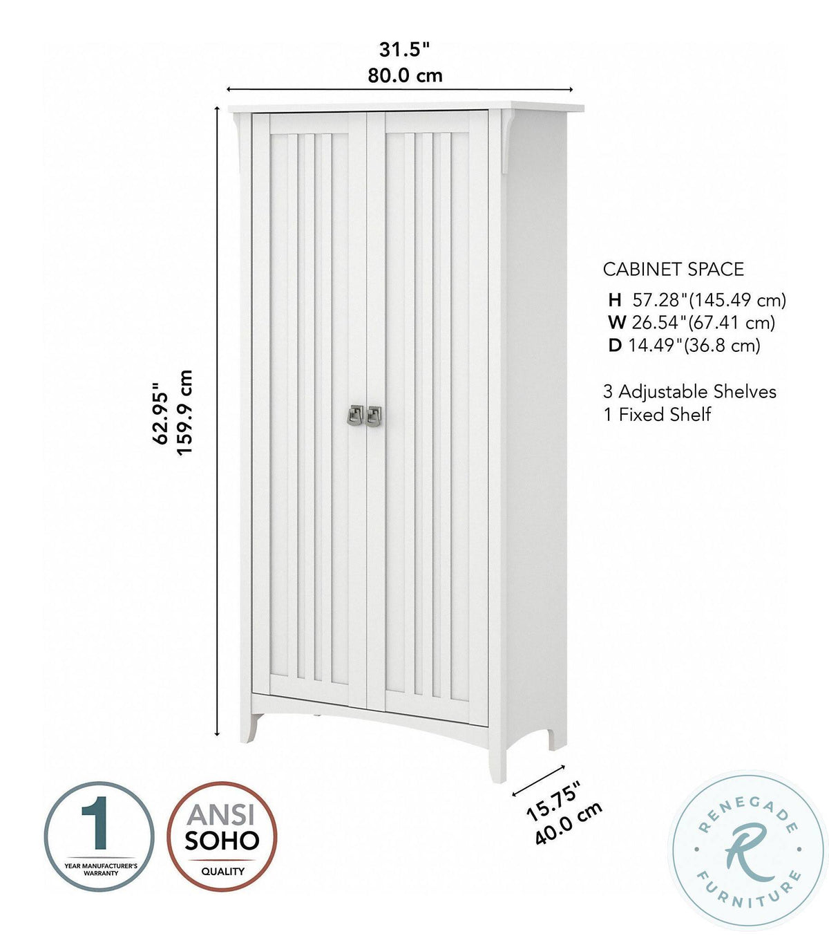 White Kitchen Pantry Cabinet with Doors K6300