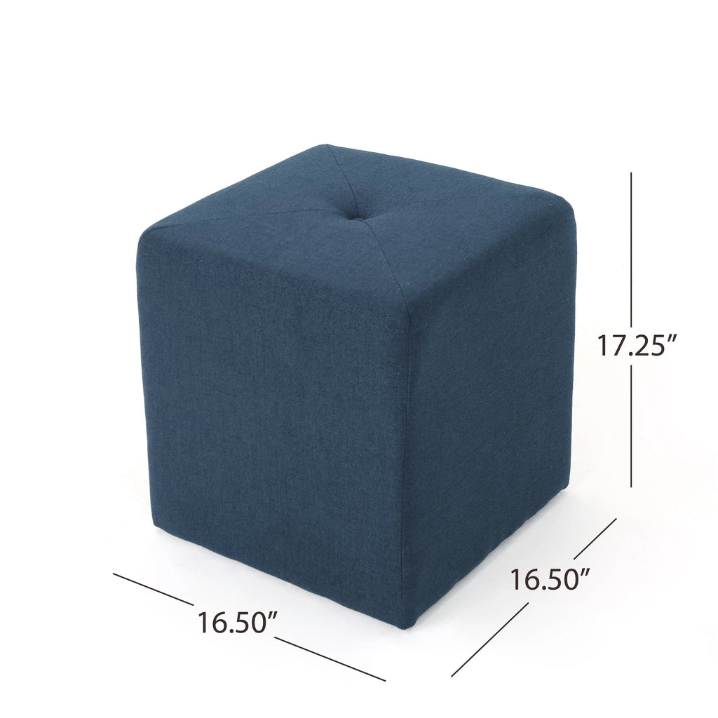 Navy Blue Fabric Square Ottoman X232