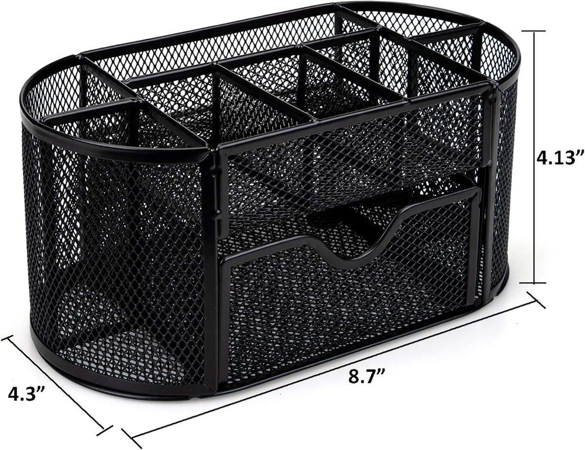 2 Pack 9 Compartments Mesh Desk Organizer with Drawer G77125
