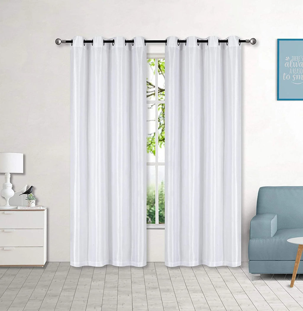 White 2 Panel Faux Silk Solid Curtain Drapes with Bronze Grommet 108" x 63" L A67285