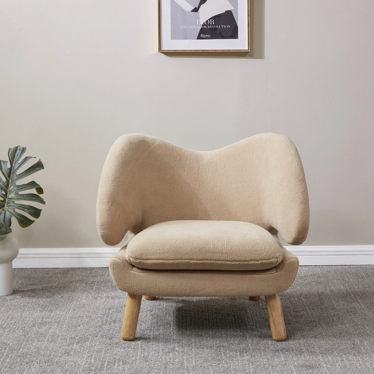 Tan Faux Lamb Wool Accent Chair D887