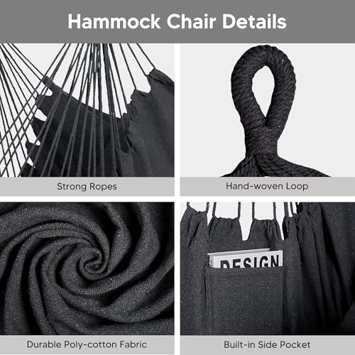2-in-1 Hammock Chair with Stand, 475 lbs Capacity, Blue Stripe A18539