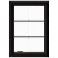 Black Painted Clad Wood Left-Handed Casement Window with Colonial Grids W8131