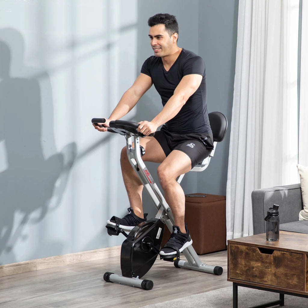 Folding Upright Stationary Exercise Bike with 8 Levels of Magnetic Resistance E987548