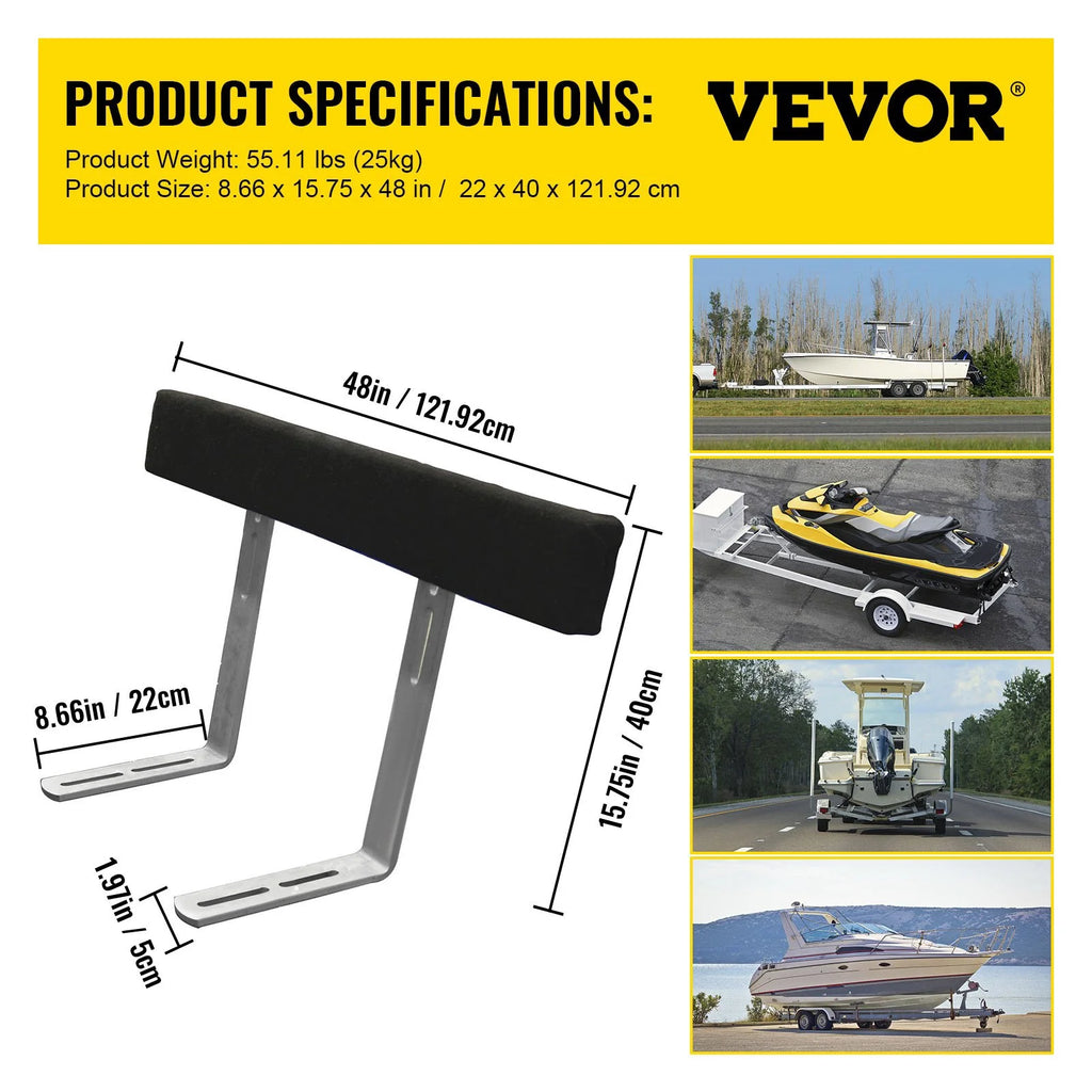 48" Boat Trailer Guide-Ons, 2-Pack, Rustproof Steel with Carpet-Padded Boards F908