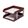 Mocha Leather Double Letter Trays C607714