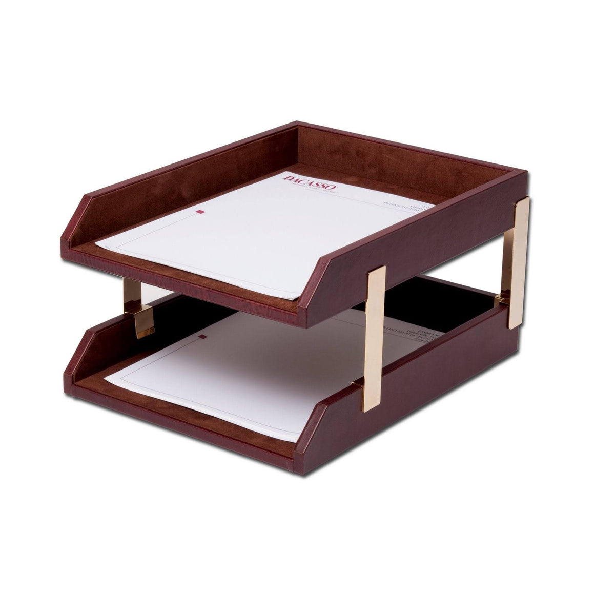 Mocha Leather Double Letter Trays C607714