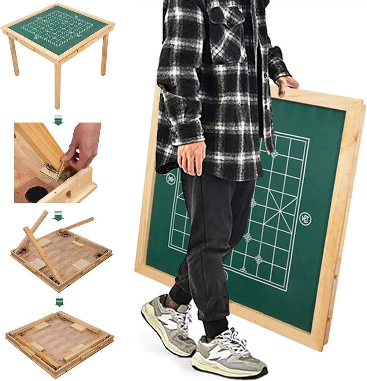Folding Card Table with Plush Top and 4 Drawer X404037