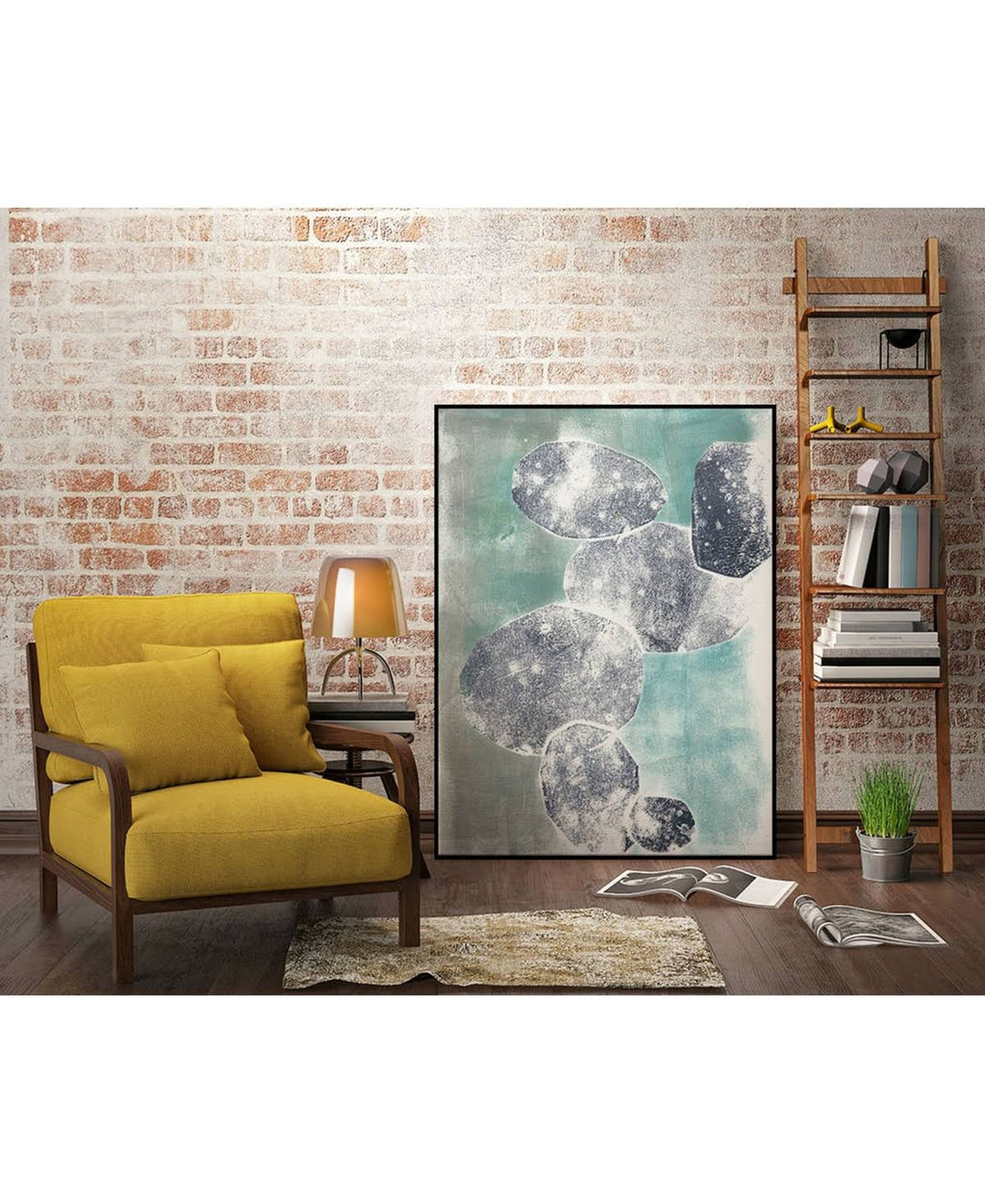 Blue Framed Canvas Art K3842