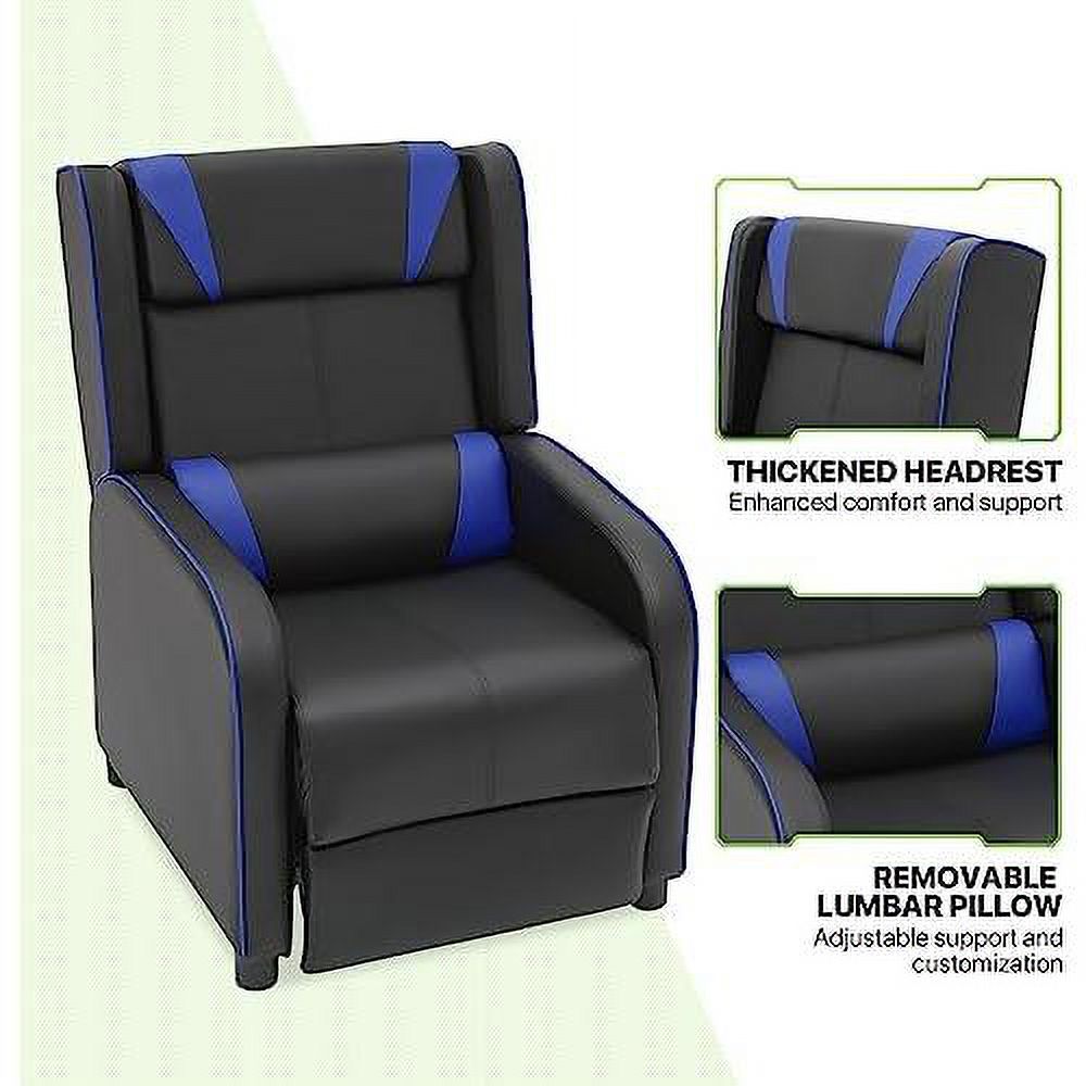 Blue PU Leather Racing Reclining Single Sofa M852