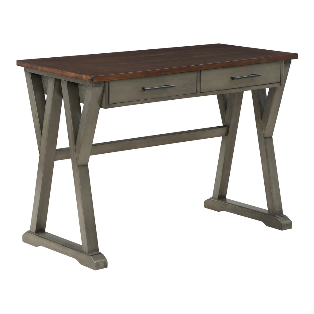 Slate Gray Engineered Wood Writing Desk with Drawers Z70046