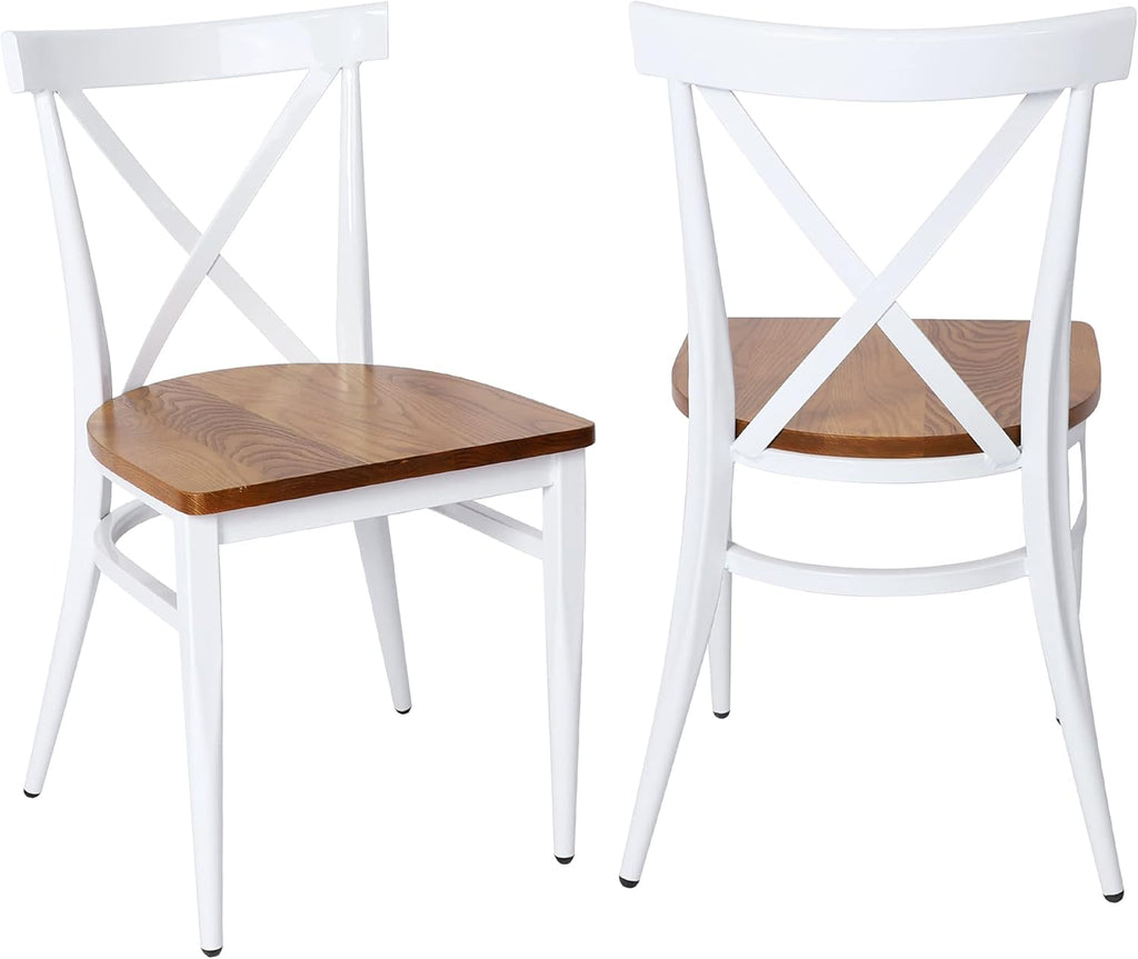 Black Metal Dining Chairs with Solid Wooden Seat, Set of 2 Q50272