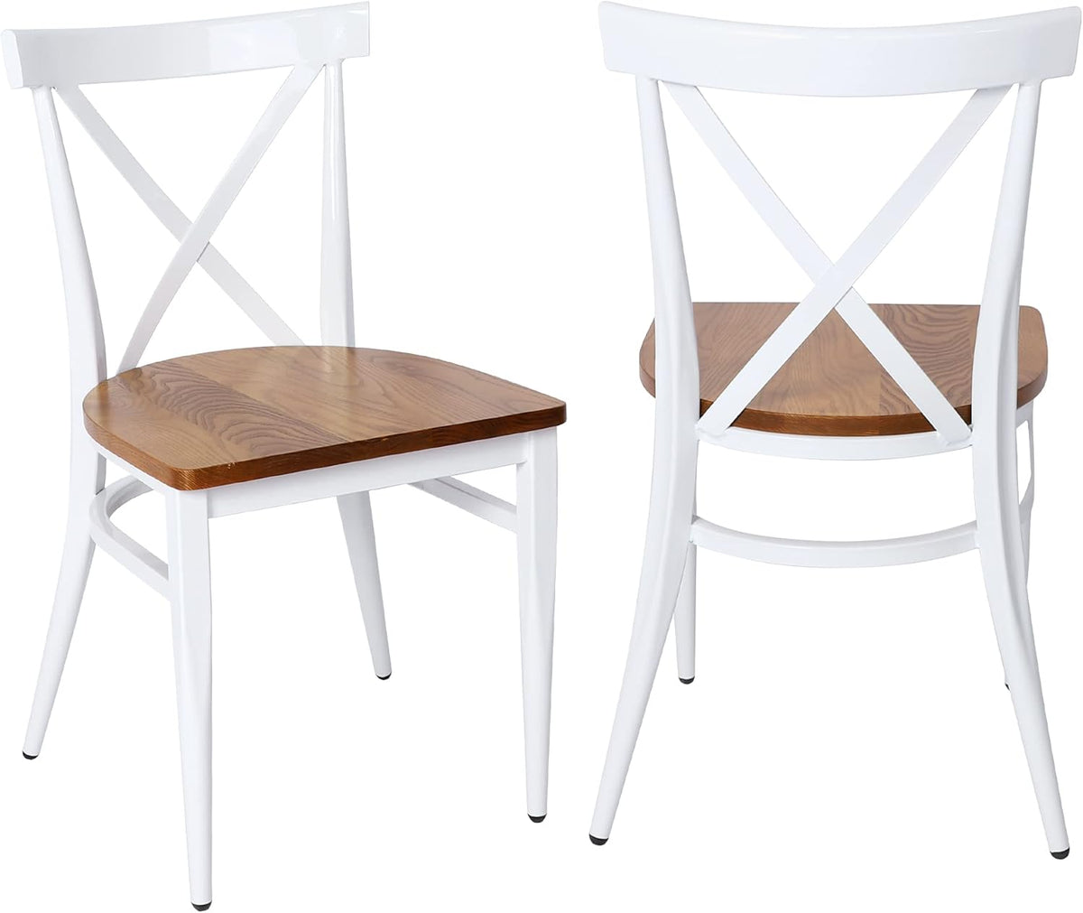 Black Metal Dining Chairs with Solid Wooden Seat, Set of 2 Q50272
