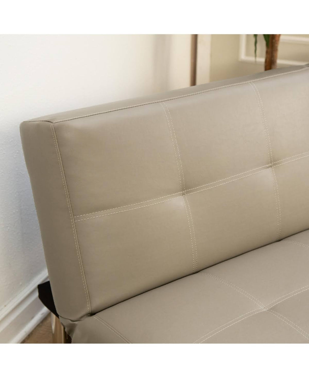 Gray Leather Convertible Sofa Y3703