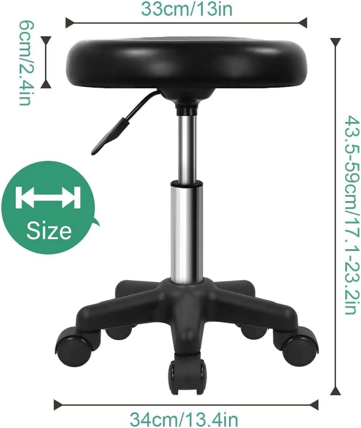 Round Swivel Stool with Wheels Black G80453