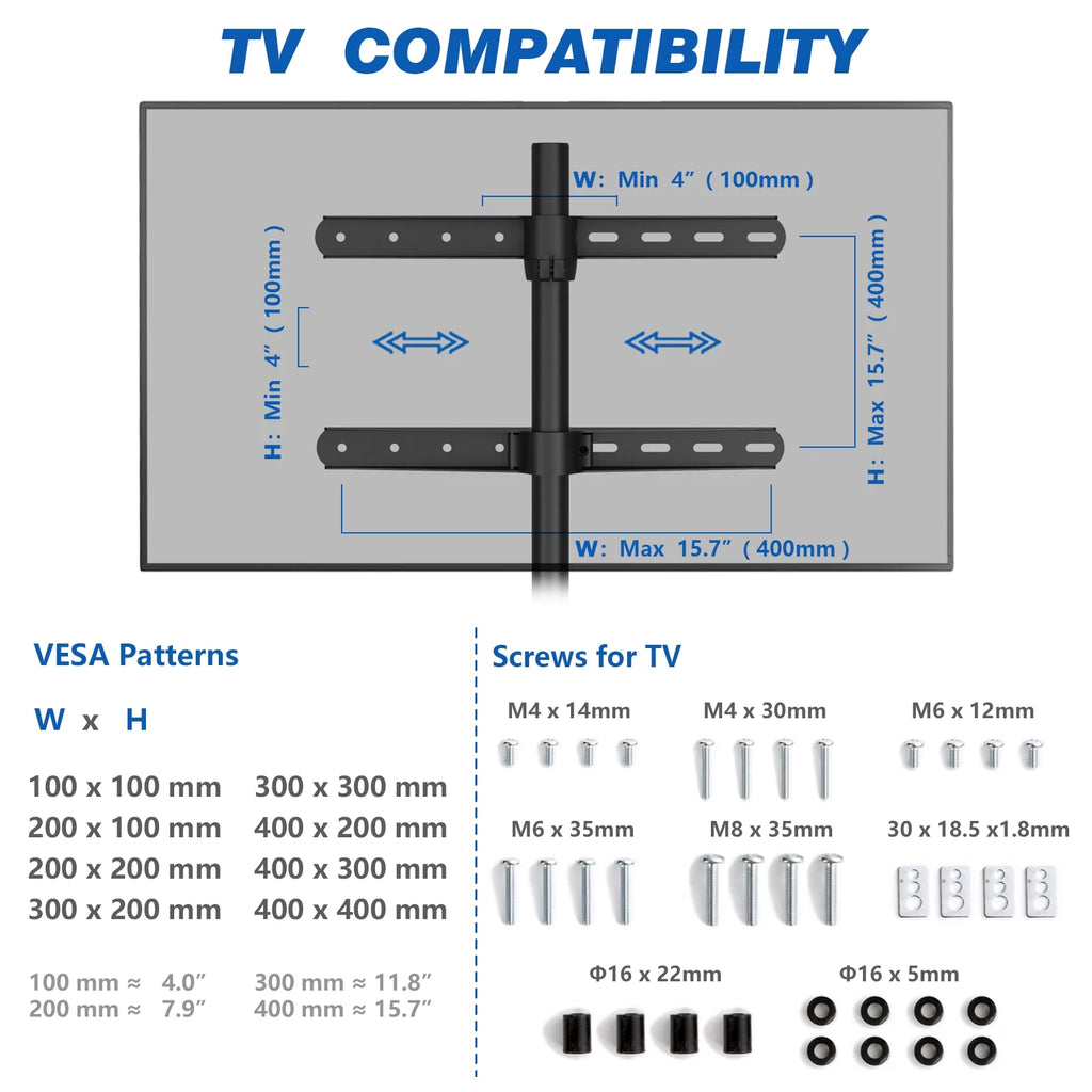 Adjustable Tripod Floor TV Stand with Mount for 32" to 65" Flat Screen TVs, Brown A897666
