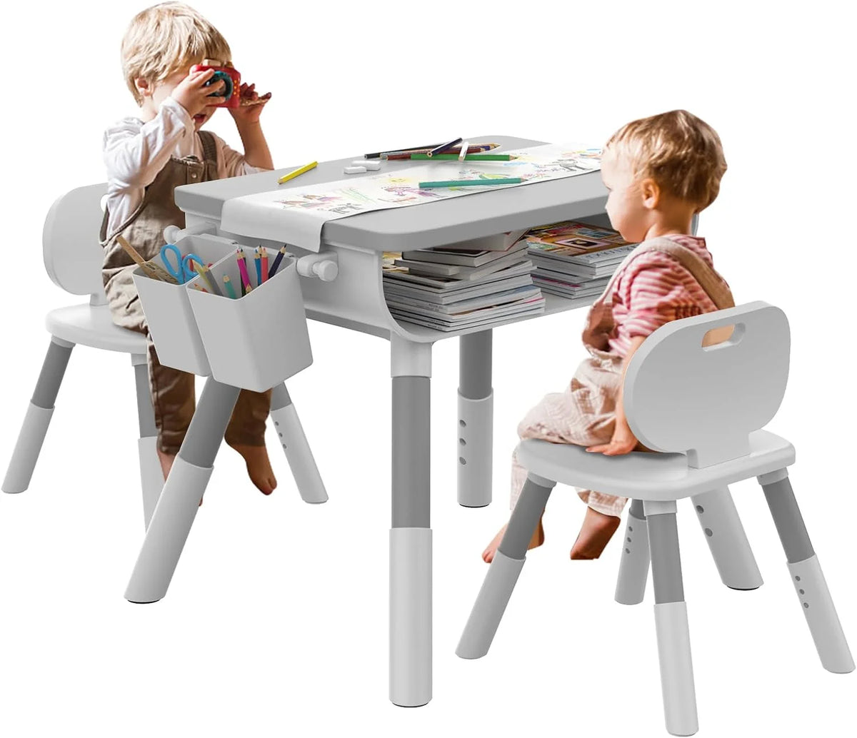 Kids Adjustable Height Wooden Table and Chair Set J24580